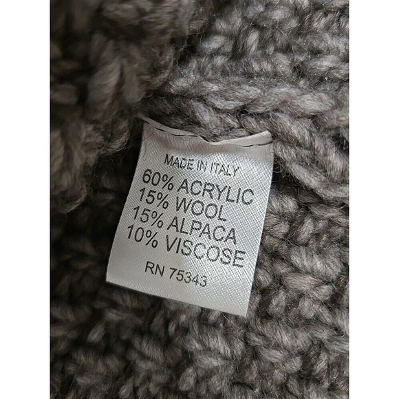 ELSAMANDA Chunky Knit Cape Cardigan Wool Alpaca Brown Women’s M Made In Italy - Picture 8 of 10